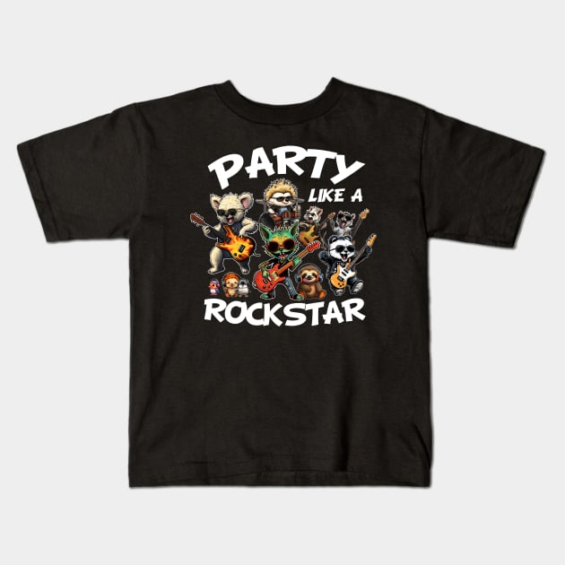 Party like a Rockstar Kids T-Shirt by RicoMambo